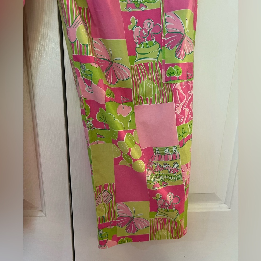 Lilly Pulitzer Vintage White Label Golf Print Patchwork Pants EUC Size 10 - Picture 7 of 10